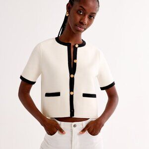 NEW Abercrombie & Fitch LuxeLoft Short Sleeve Cardigan, Size XXS, $98
